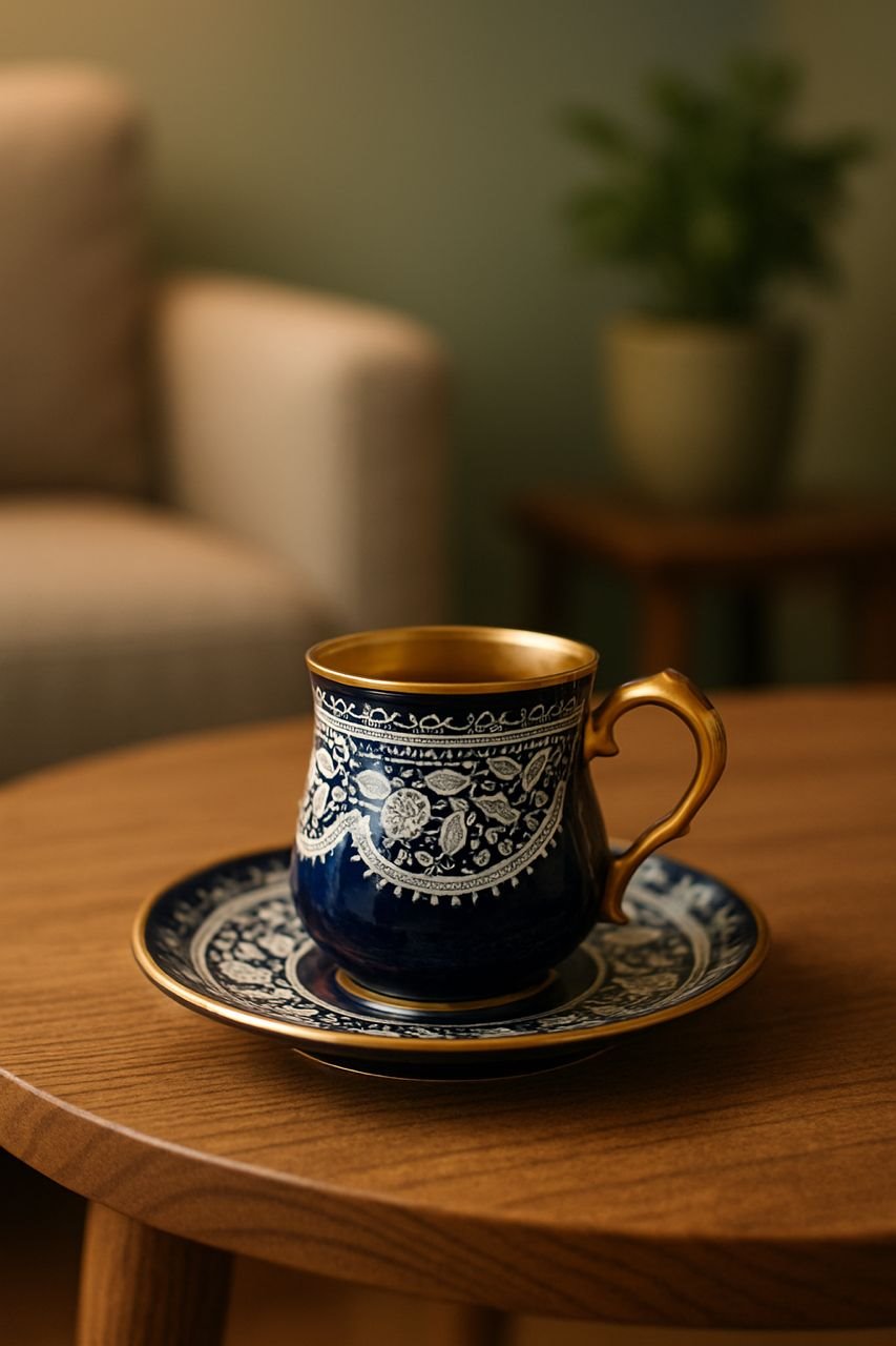 فنجان قهوه خوری فاخر دستساز جنس چینی